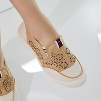 [JSHOE] Chaussures décontractées en cuir pour femmes, style coréen, perforées, confortables, à enfiler, respirantes, tendance, légères et durables