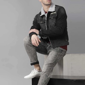 Vestes en denim formelles à la mode pour hommes Logo avant enduit Vêtements d'extérieur de printemps pour des looks élégants et à la mode - Product Image 4