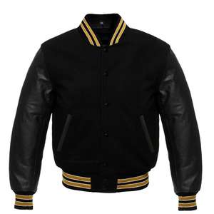 Personalizado de lujo negro Varsity Chaquetas Chaqueta de los hombres de manga de cuero Letterman Varsity chaqueta para los hombres - Product Image 3
