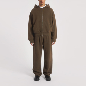 Sudadera con capucha extragrande de algodón 500 Gsm con estampado personalizado para hombre Sudadera con capucha básica sin cuerdas Heavyweight Fleece Terry Blank Full Zip up Hoodie - Product Image 6