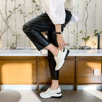 Chaussures Décontractées à Enfiler en Cuir Action sur Plateforme JSHOE pour Femme, Augmentant la Hauteur de 6.5cm, Idéales pour la Marche et le Confort