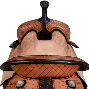 Sillín occidental con escotilla cruzada con asiento duro Roughout, herramientas de concha de mar, rollo de Cheyenne, forro de lana de oveja, material de cuero - Product Image 3