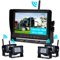 Kit de caméra de recul sans fil 4 canaux 7 pouces | Moniteur de recul pour voiture avec vision nocturne 1080P | Portée de 1300 pieds pour camion, remorque, bus