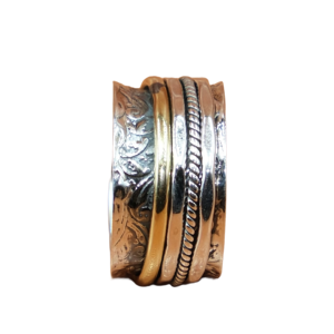 Spinner Ring Fidget Ring Meditation Ring Thumb Ring <b>Band</b> Ring 925 Sterling Silver Spinner Ring With Brass Spinning <b>Band</b> unisex - Product Image 1