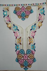 Col brodé en filet fantaisie avec patchs ethniques de travail de séquence pour les décolletés à la mode sur les robes Kurtis Blouses Tailoring - Product Image 6