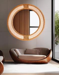 Espejos Decorativos de Pared Franceses con Marco de Madera de Resina en Forma de Arco de 47 x 60 Pulgadas para Sala de Estar - Product Image 4