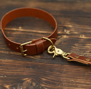 Collier et laisse en cuir marron pour chien, coffret cadeau personnalisé pour chien pour lévrier et whippet - Product Image 1