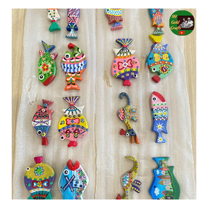 Recorte de pez de madera natural, estatuilla de pez de madera, pez de madera pintado tallado a mano, arte popular, decoración náutica mexicana coleccionable - Product Image 2