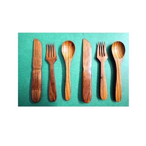 Juego de Cubiertos de Madera Natural para Servir Comida, Cuchara y Tenedor, Tamaño Personalizado, Color Marrón, para Restaurante - Product Image 3