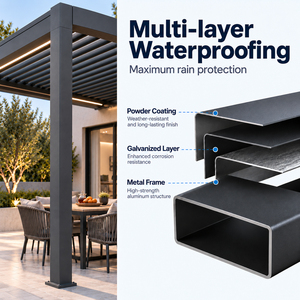 Pergola bioclimatique moderne en aluminium avec toit à lames orientables et écrans, imperméable, <span class=keywords><strong>pour</strong></span> abris <span class=keywords><strong>de</strong></span> <span class=keywords><strong>jardin</strong></span> extérieurs - Product Image 2
