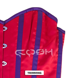New Arrival Red Satin Corset With Purple Boning & Trim - Product Image 4