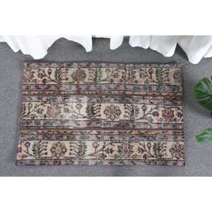 พรมตุรกีสีเบจสีชมพูแบบคลาสสิกขนสัตว์แฮนด์เมด2.1x3.2ฟุตกองกลางสี่เหลี่ยมห้องรับประทานอาหาร - Product Image 2