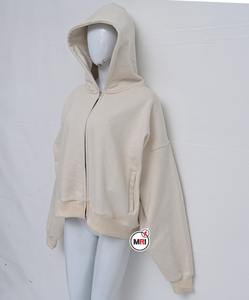 Sudadera con capucha Zipup personalizada Unisex Boxy Zipper Blanks 500 Gsm Sudadera con capucha Algodón Heavyweight Fleece Cropped Men Zip up Hoodie - Product Image 4