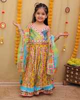 Sharara costume filles enfants ethnique Shalwar Kameez indien Punjabi Style pakistanais broderie mariage et fête festive porter des enfants