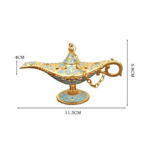 Lámpara clásica de Aladino Genie Light Arabian Craft Metal Halloween Home Decor Gold Blue 1 Piece Genie Lamp - Product Image 3