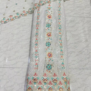 Telas de Georgette de viscosa pura, transpirables, bordadas, impresas, para niñas, boda, Sherwani, vestido teñido, materiales, trama a cuadros de punto - Product Image 2