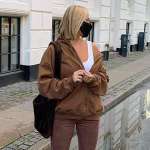 Sudaderas con Capucha y Cremallera para Mujer, de Algodón Grueso y Felpa, Personalizadas, Transpirables, Estilo Urbano, Nueva Moda - Product Image 2