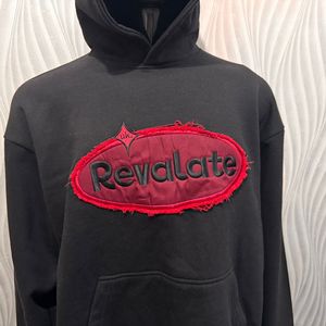 Heavy Weight <b>Black</b> 100% Cotton <b>Fleece</b> Embroidered Patch Work Regular Fit High Street Vintage Quick Dry Breathable Winter Hoodie - Product Image 4
