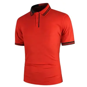 Alta calidad, cómodo y transpirable, personalizado para diseño de camiseta Polo, Jersey ajustado con cremallera y panel de contraste, patrón sólido - Product Image 2