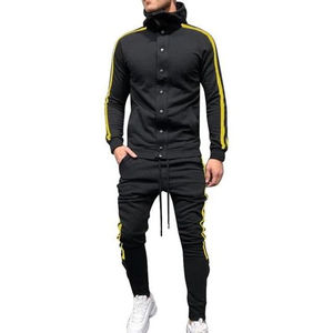 2025 Men's Reflective Custom Logo Plain Polyester Breathable Fleece Casual 2-in-1 Hooded <b>Pant</b> Stripes Tracksuit Set Winter - Product Image 1