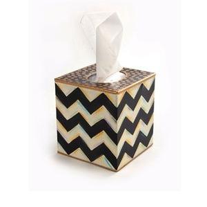 Boîte à mouchoirs en incrustation d'os avec motif géométrique - Product Image 1