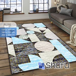 Tapis en flanelle antidérapant en thermoplastique Shufu, motif abstrait, poils moyens, facile d'entretien, pour usage domestique moderne, ensembles de tapis lavables en machine - Product Image 2