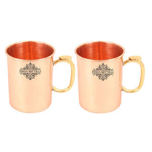 Juego de 2 Tazas de Cerveza Moscow Mule de 530 ml (18 oz), Cobre Puro, Diseño de Manija con Forma de Pulgar, para Bar, Hotel, Restaurante, Vajilla Promocional - Product Image 1