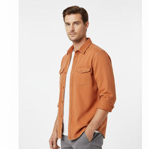 Chemise en jean légère, anti-rides, respirante pour homme, confort quotidien, coton bleu, coupe classique, fabriquée à la main - Product Image 1