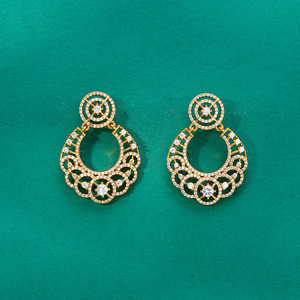 New Fashion <b>Dangle</b> <b>Earrings</b> Popular Classic CZ Design with 2 Tone Mehndi Rhodium Plating - Product Image 2