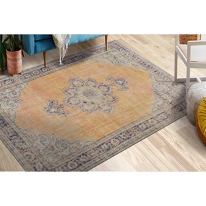 Tapis turc à motifs floraux, tapis imprimé, décoration intérieure, design anatolien, tapis à poils doux - Product Image 1