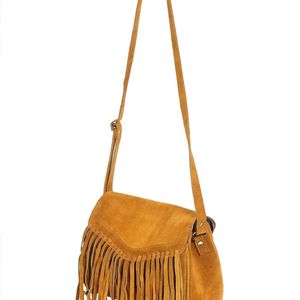 Sling Bag de cuero de gamuza de estilo bohemio de calidad superior hecho a mano con flecos larga correa ajustable cuero genuino proveedor superior - Product Image 4