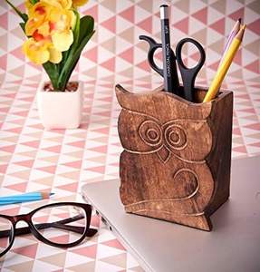 Hibou Design rustique bois porte-crayon stylo tasse Spectacle porte-lunettes bureau Caddy organisateur fournitures de bureau accessoires cadeau - Product Image 2