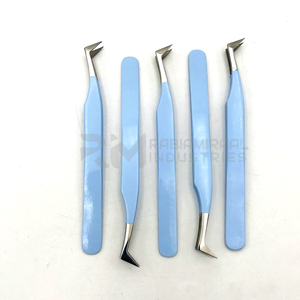 RMI prix de gros pince à cils bleu ciel enduit de poudre couleur et point d'argent Instruments de beauté pince à épiler Extension de cils - Product Image 5