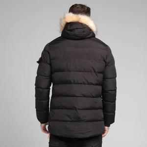 Venta al por mayor Precio barato Chaquetas de hombre Abrigo de invierno Estampado con capucha Estilo punk Negro Cremallera completa Algodón acolchado - Product Image 2