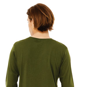 Airlume – T-Shirt manches longues en Jersey de coton peigné et annelé 32 simple 100% oz Olive classique ras du cou unisexe 4.2 - Product Image 6
