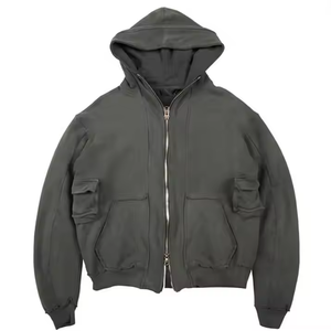 Top Selling Fully Customized Plain Zip Hoodie 400 GSM Polyester/Cotton Blend Fleece/French Terry Regular Fit Heavyweight Quick - Product Image 6