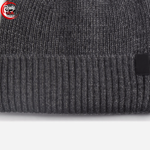 Bonnet en tricot chaud d'hiver à la mode unisexe Bonnet 100% coton doux à revers avec étiquette tissée Bonnets avec logo personnalisé - Product Image 6