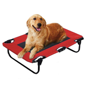 75x52x17 cm blu/rosso maglia traspirante pieghevole cane letto in metallo comodo letto per animali domestici - Product Image 1