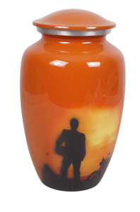 Urna de cremación brillante con acabado de imagen para adultos, urna funeraria de Metal decorativa para interiores con suministros de cremación con acabado pintado - Product Image 3