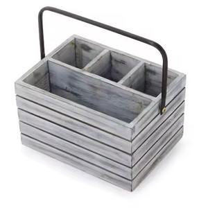 Handcrafted Rustic Wood Utensil Holder Wine Bottle Storage Box New Style Handmade Wooden <b>Caddy</b> - Product Image 6