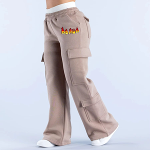 Pantalones de Mujer de Forro Polar Transpirable a Bajo Precio, con Cordón Elástico, Detalle de Costura Destacada, Cintura Alta, Hechos en Pakistán - Product Image 1