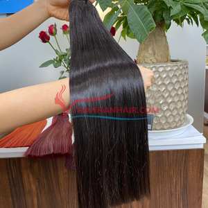 Extensiones de cabello humano vietnamita virgen natural de trama recta de color negro Super doble dibujado 100% Remy Raw Virgin - Product Image 1