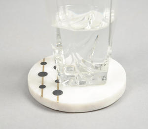 Ensemble classique de 4 sous-verres carrés en marbre coupés à la main et incrustés de 5mm d'épaisseur écologique et résistant à la chaleur - Product Image 2