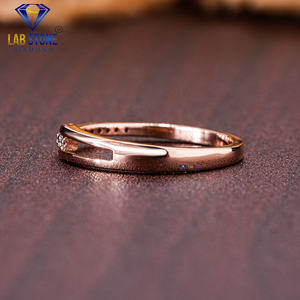 0.168 TDW banda de diamantes redondos anillo de compromiso de oro rosa de 18 quilates Cvd/Joyería de diamantes Hpht - Product Image 3