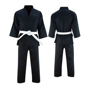 Uniforme de karaté d'entraînement d'arts martiaux couleur noire uniforme d'étudiant léger de karaté Gi avec ceinture - Product Image 1