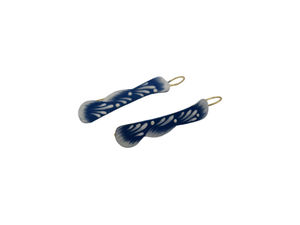 Vente chaude peinture à la main bleu pottary Design bijoux doré mat finition boucle d'oreille pour les filles et les femmes au prix de gros - Product Image 2