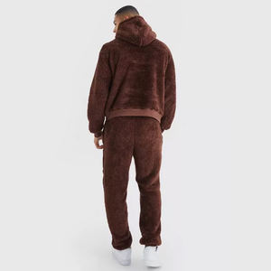 OEM 2025 High Quality <b>Men</b> Fashionable Sweatshirt Casual Loose <b>Sherpa</b> Pullover Oversized <b>Hoodie</b> with Pockets Warm for <b>Men</b> <b>Hoodie</b> - Product Image 4