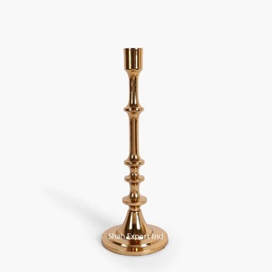 Portavelas cónico de Metal de estilo europeo para bodas y Navidad, decoración de iluminación de mesa, cono de vela de Color dorado - Product Image 2
