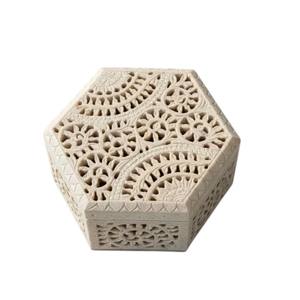 Caja octogonal de piedra ollera hecha a mano para recuerdos, almacenamiento decorativo de joyas, caja de regalo, decoración del hogar, arte indio en piedra - Product Image 2