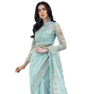 Indian New Trendy Designer Soft Banaras Saree con tejido Heavy Pall y Same Weaving Border Blusa Indian Saree para mujeres - Product Image 2